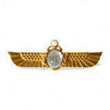 Darlene de Sedle Large Winged Scarab with Carved Aqua & Opal 4mm