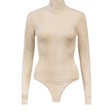 Alaia Camel Clair High Neck Velvet Bodysuit