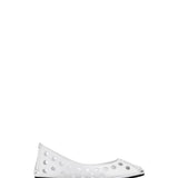 Alaia White Perfo Ballet Flats in Calfskin