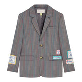 Mira Mikati Embroidered Word Patch Single Breasted Jacket