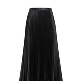 Alaia Noir Midi Skirt in Pleated Embossed Croco