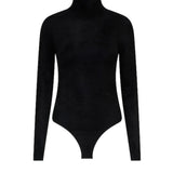 Alaia Noir High Neck Velvet Bodysuit