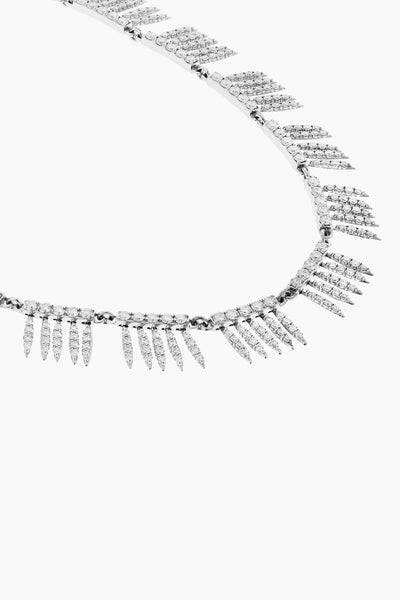 18K White Gold Grass Diamond Necklace