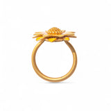 Marie-Helene de Taillac 22K YG Enamel Pink & Yellow Sunflower Ring