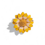 Marie-Helene de Taillac 22K YG Enamel Pink & Yellow Sunflower Ring