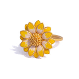 Marie-Helene de Taillac 22K YG Enamel Pink & Yellow Sunflower Ring