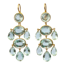 22K Yellow Gold Green Quartz Dauphine Earrings