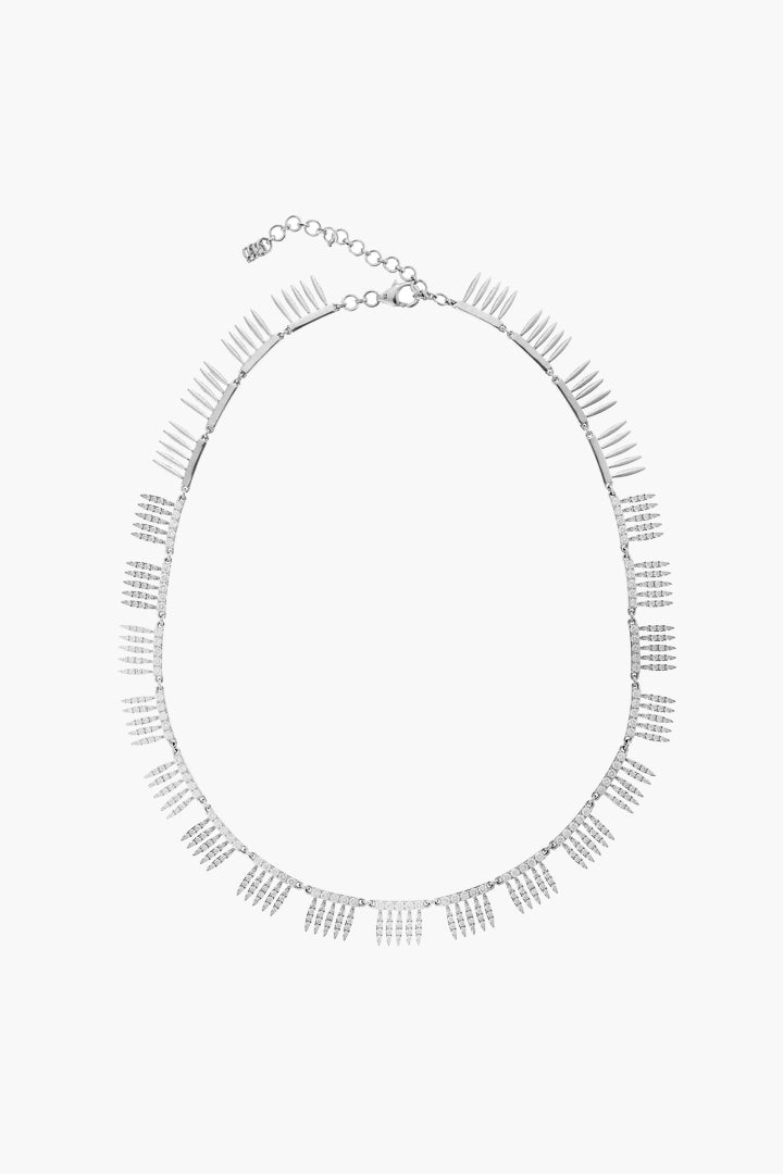 18K White Gold Grass Diamond Necklace