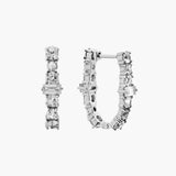 Ileana Makri 18K White Gold Diamond Rivulet Oval Hoops