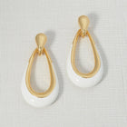 18K Yellow Gold White Enamel Door Knocker Earrings