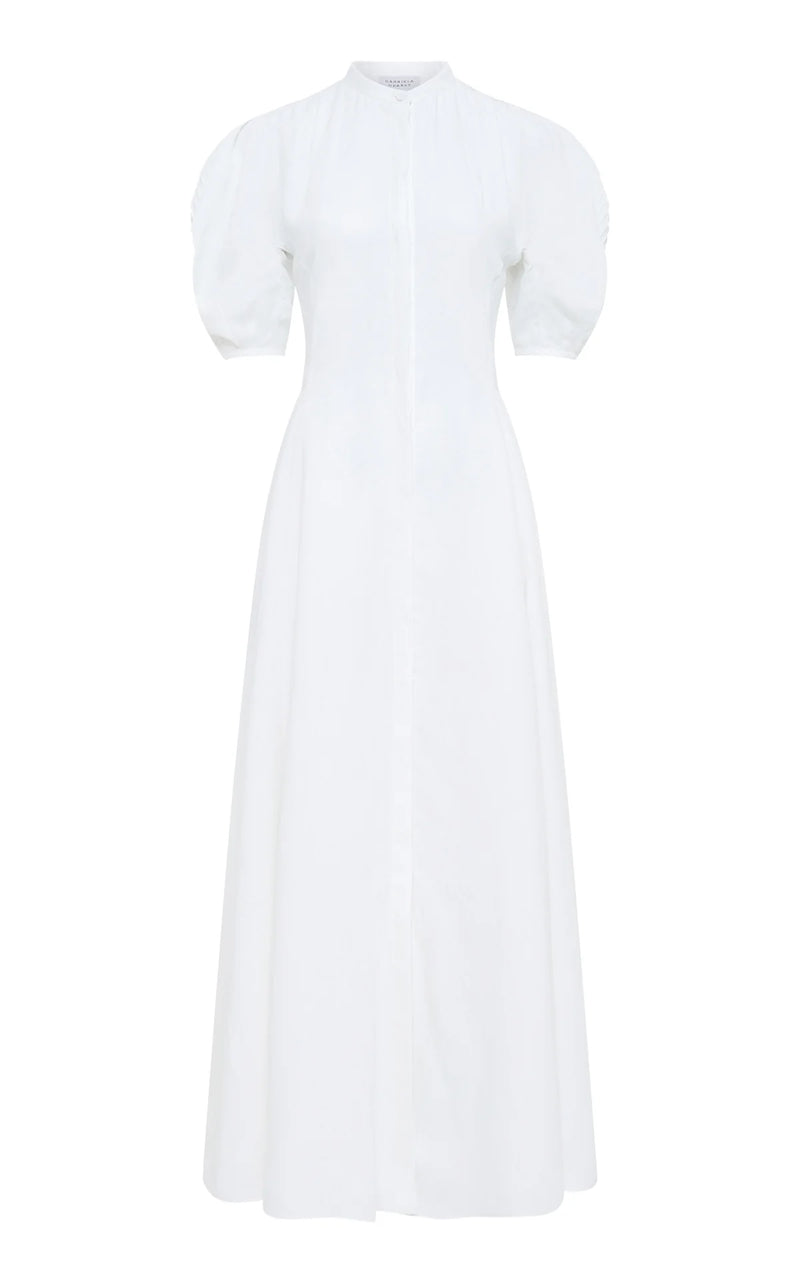 Arabella Shirtdress in White Aloe Linen