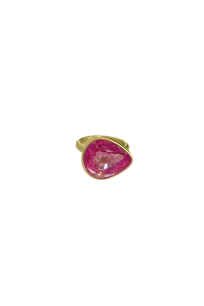 22K YG Pink Candy Tourmaline Princess Ring