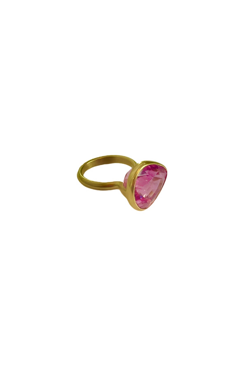 22K YG Pink Candy Tourmaline Princess Ring