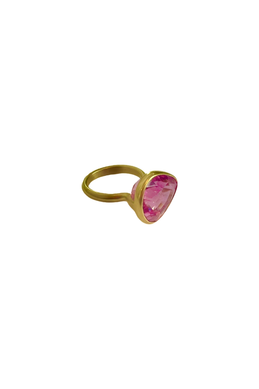 22K YG Pink Candy Tourmaline Princess Ring