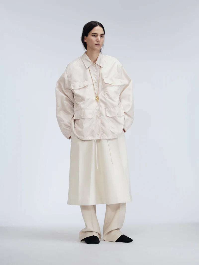 Hooded blouson in nylon gloss