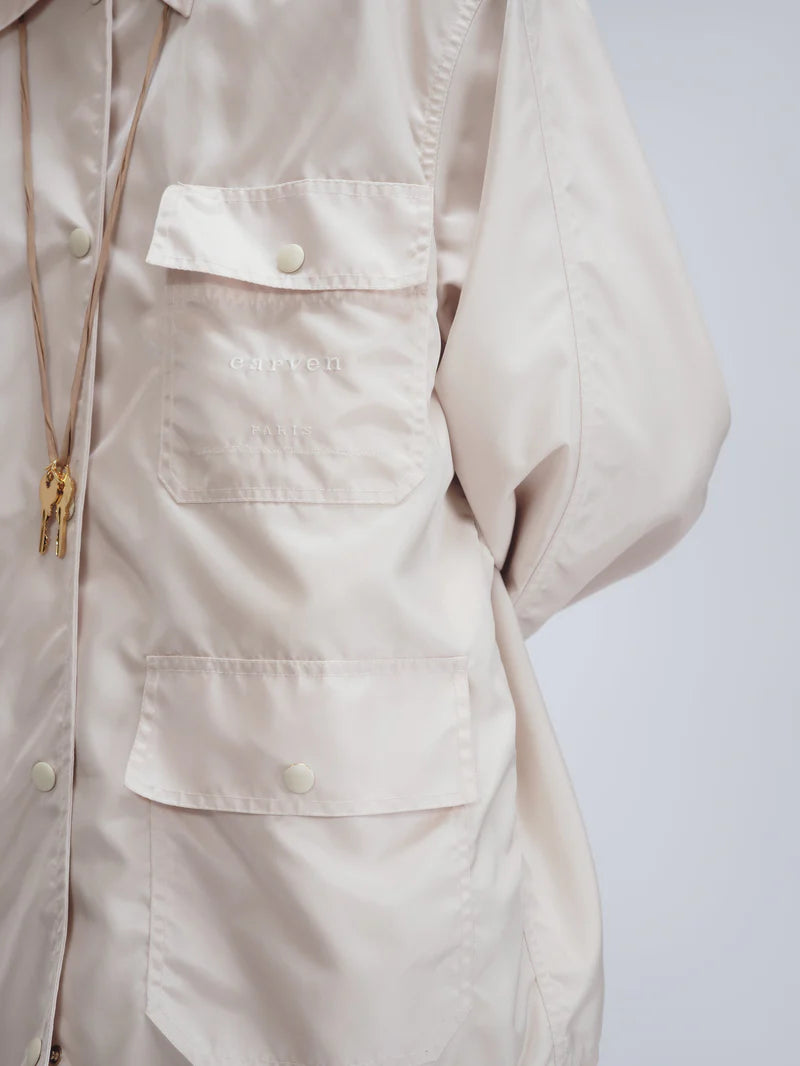 Hooded blouson in nylon gloss