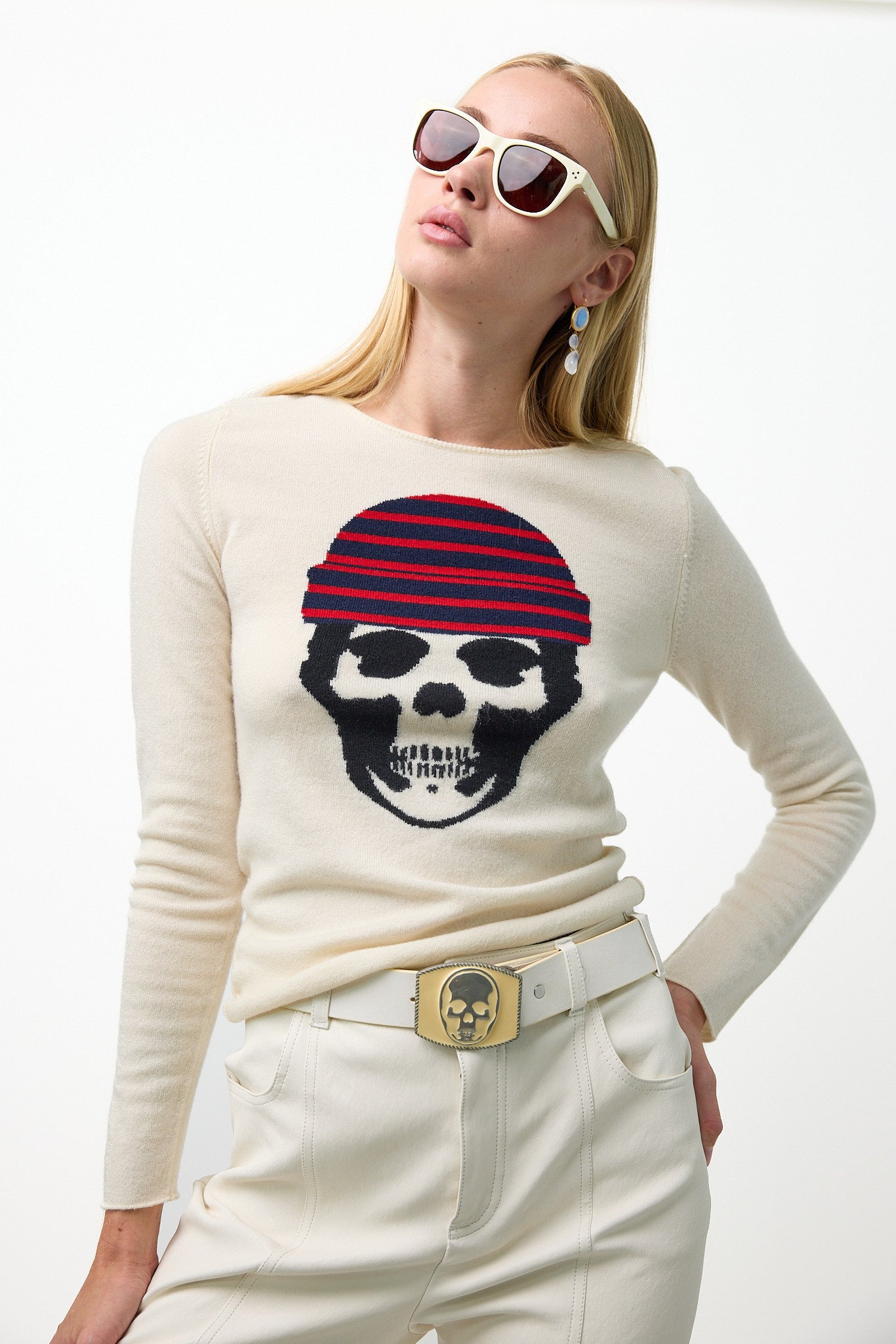 Intarsia Sailor Skull Pullover