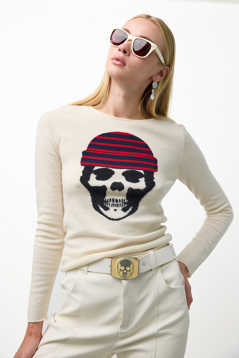 Intarsia Sailor Skull Pullover