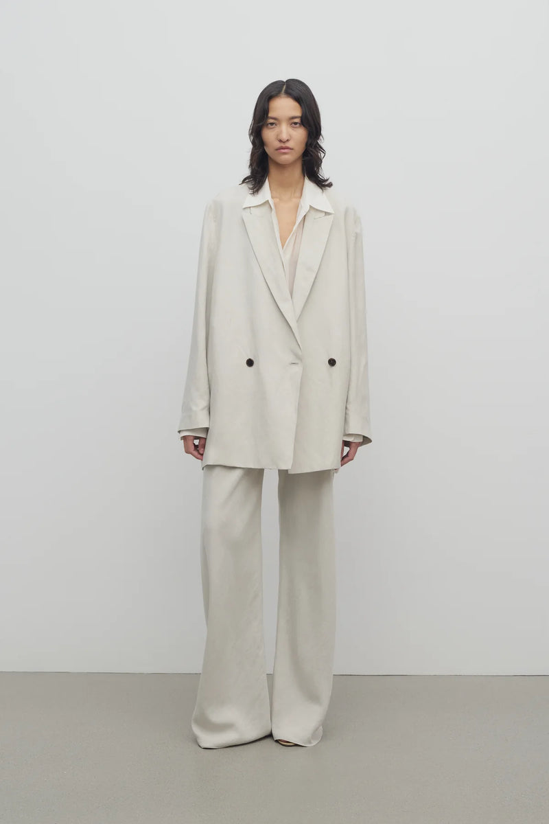 Gala Pant in Silk and Linen - Pearl Grey