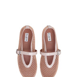 Alaia Nude Ballet Flats in Fishnet