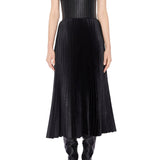 Alaia Noir Midi Skirt in Pleated Embossed Croco