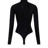 Alaia Noir High Neck Velvet Bodysuit