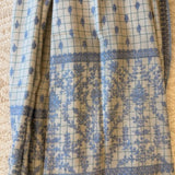 Yaser Shaw Embroidered Shawl - Blue/Ivory Checkered Floral