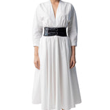 Alaia Blanc Long Sleeve Belt Dress