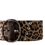 Alaia Brun Sepia Leopard Oval Buckle Belt