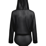 Alaia Fine Knit Hooded Bodysuit