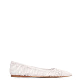 Aurora Braided Flat Shoe in Pearlized White Leather