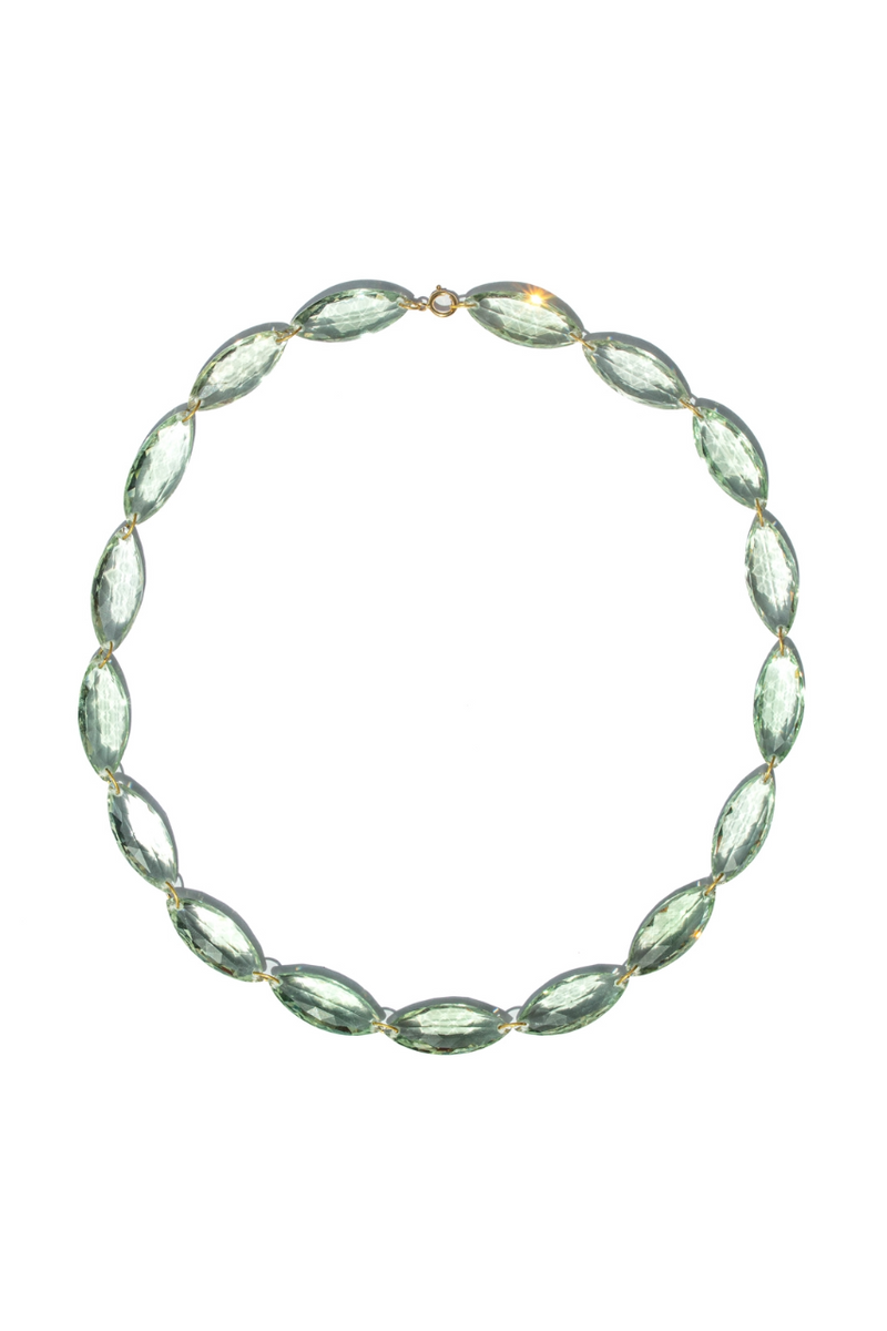 20K Yellow Gold 17" Green Quartz Marquise Necklace