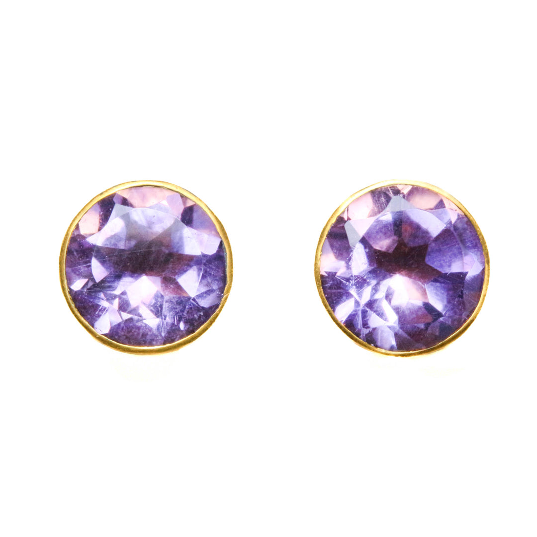 22K Yellow Gold Amethyst Bindi Studs