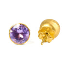 22K Yellow Gold Amethyst Bindi Studs