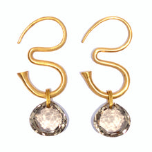 22K Yellow Gold Smokey Quartz Om Earrings