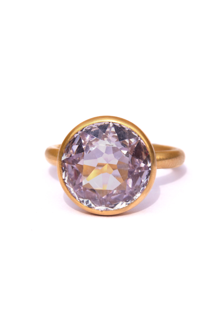 22K Yellow Gold Amethyst Princess Ring