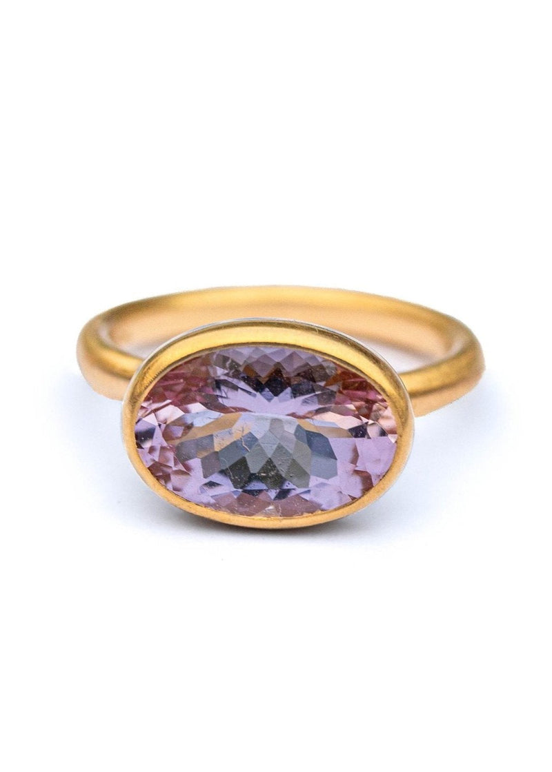 22K Yellow Gold Morganite Princess Ring