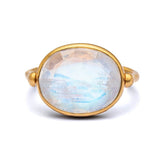 Marie-Hélène De Taillac 22K Yellow Gold Rainbow Moonstone Swivel Ring