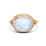 Marie-Hélène De Taillac 22K Yellow Gold Rainbow Moonstone Swivel Ring