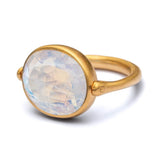 Marie-Hélène De Taillac 22K Yellow Gold Rainbow Moonstone Swivel Ring