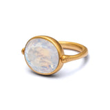 Marie-Hélène De Taillac 22K Yellow Gold Rainbow Moonstone Swivel Ring