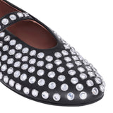 Alaia Black Strass Lambskin Ballerina Flats