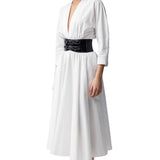 Alaia Blanc Long Sleeve Belt Dress