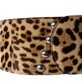 Alaia Brun Sepia Leopard Oval Buckle Belt