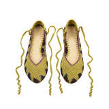 Kashura Crochet Ballerina Flat in Mustard Yellow