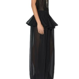 Alaia Black Knit Peplum Pants