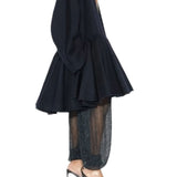 Alaia Minuit Cashmere Peplum Coat