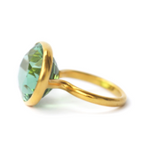 22K Yellow Gold Green Tourmaline Princess Ring