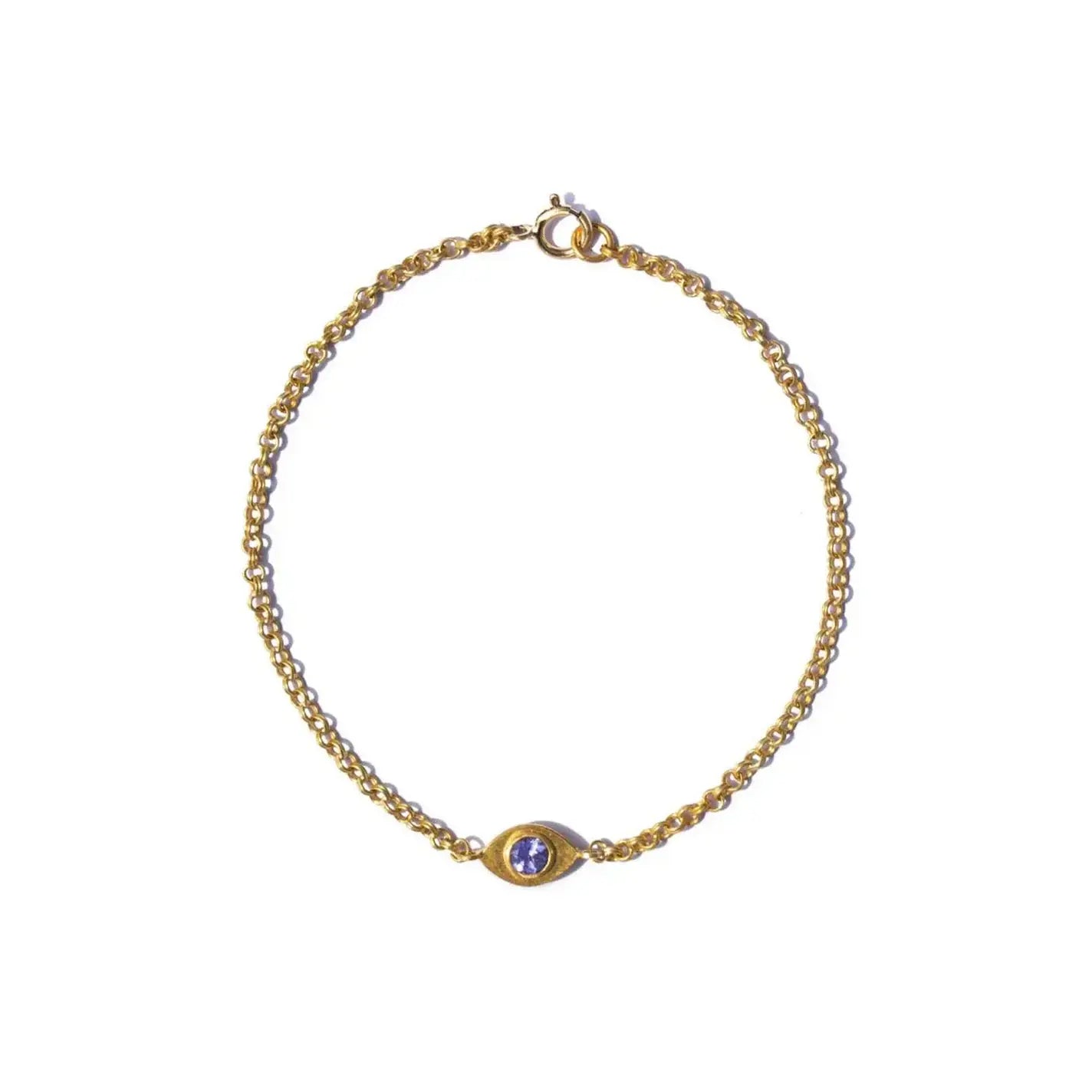 20K Yellow Gold Tanzanite Evil Eye Bracelet