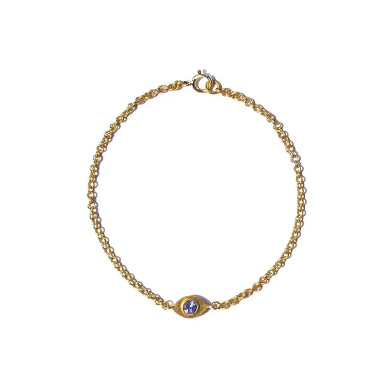 20K Yellow Gold Tanzanite Evil Eye Bracelet